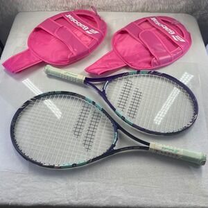 Babolat B-Fly 25 and 23 Junior Tennis Racquets Set of 2 Purple Pink with Covers
